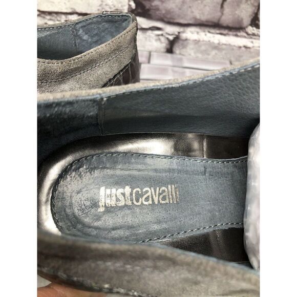 Just Cavalli Taupe Croc Leather Suede Fabric Designer Oxfords Shoes Men Sz 48EU - Picture 3 of 16